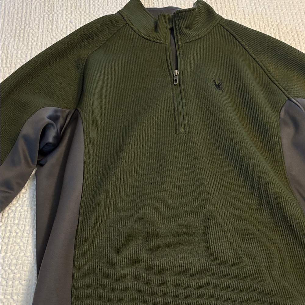 Spyder Men's Forest Green and Charcoal Zip-Up Sweater